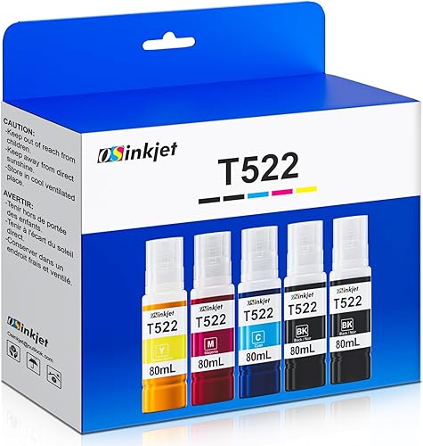 Paquete combinado de 522 botellas de recarga de tinta compatible con Eco Tank ET-2800 ET-2720 ET-2803 ET-2400 ET-4800 ET-4700 ET-2840 ET-4810, 522