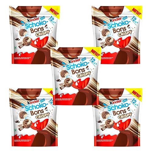 5 x Children's Crispy Chocolates I Crispy Rice Pieces in Delicate Milk Chocolate with Hazelnut Filling 