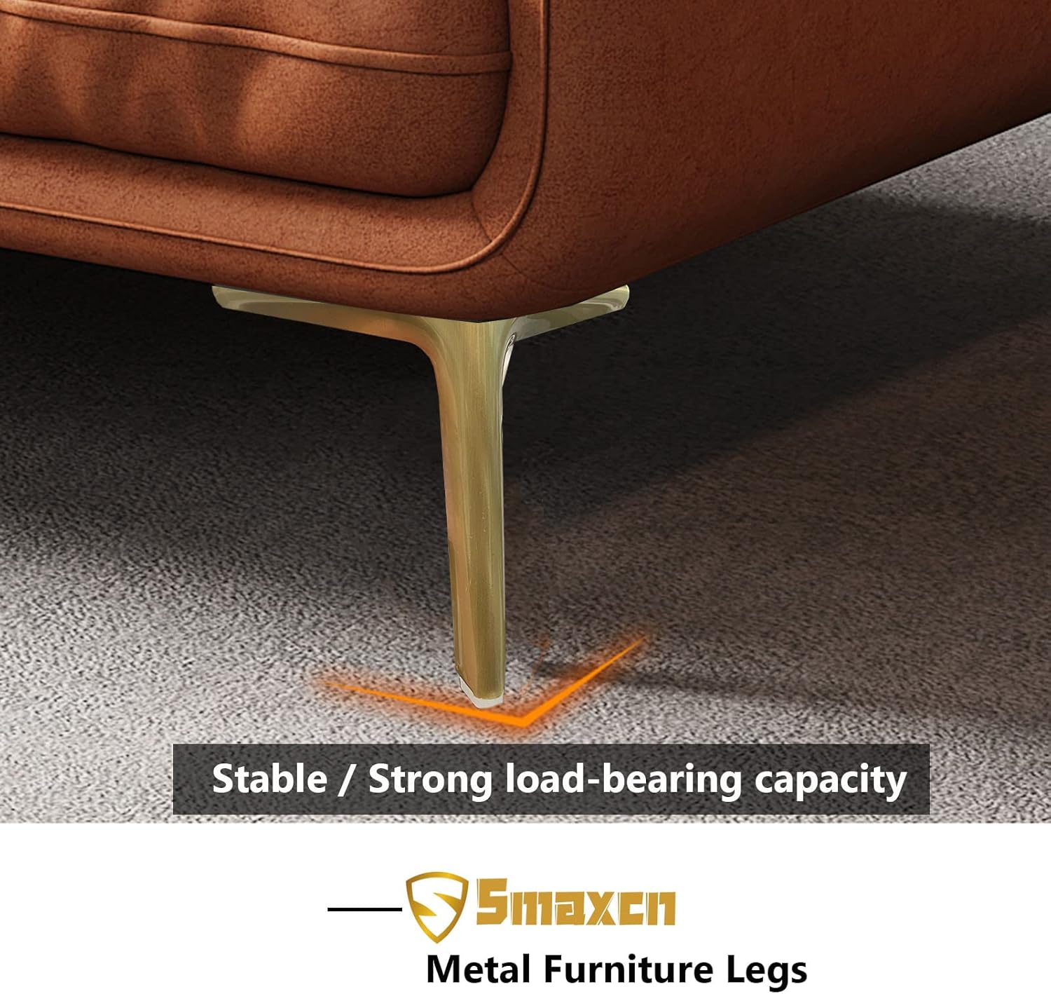 7 inch /18cm Brushed Gold Metal Furniture Legs Set of 4, Modern Style Furniture Legs, DIY Replacement for TV Stand, Sofa, Chair, Cabinet Cupboard