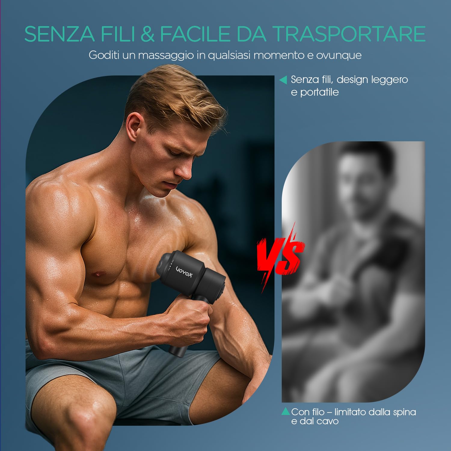 Massaggiatore Anticellulite, Palmare Elettrico Vibromassaggiatore per Alleviare la Fatica e Rilassare I Muscoli, Massaggiatore Portatile a 5 Teste Multifunzionali CM410 (Nero)