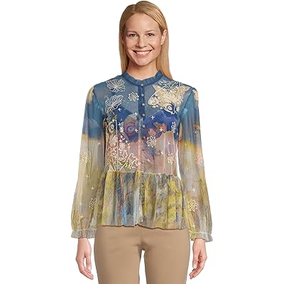 Johnny Was Charlot Mesh Blouse (slip) aurelius