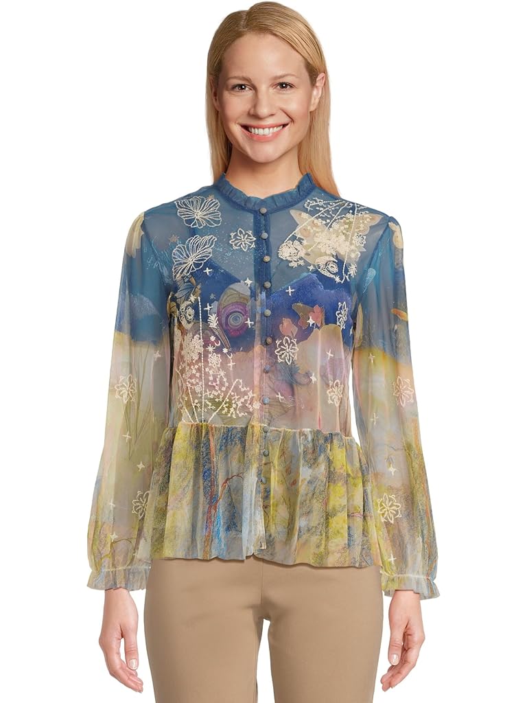 Blue Johnny Was Charlot Mesh Blouse (slip)