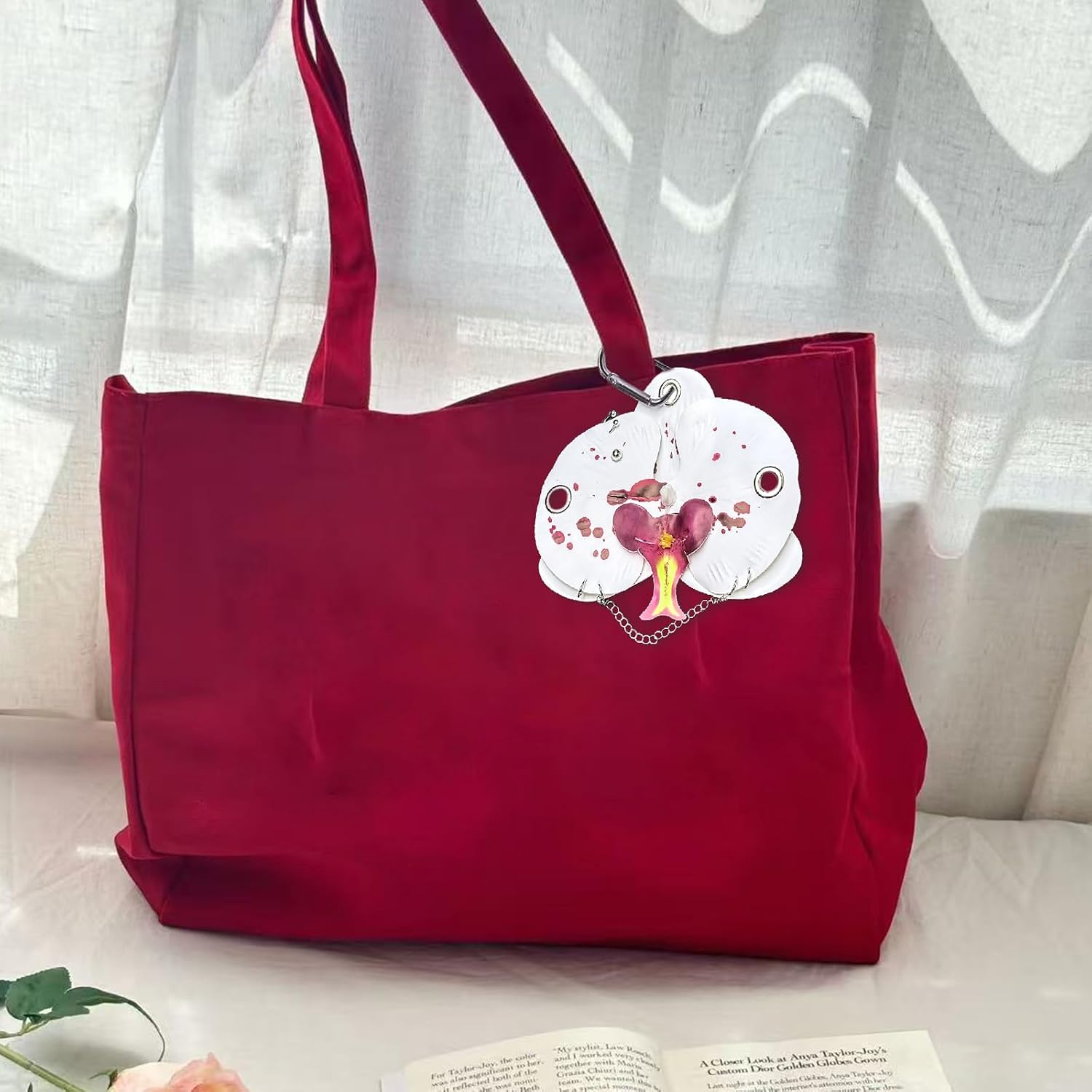 OCOUYVD Artificial Flower Keychains, Kawaii Y2k Handbags Decoration Accessories Keychain Car Keys Large Keychains for Women image 5