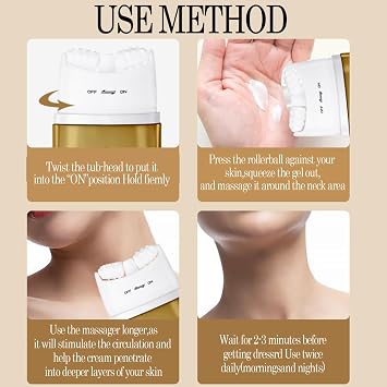 Firming Neck Cream for Crepey Skin, Body Care Double Roller Massage, Massage Comfort, Tighten and Lift Neck Cream, Moisturizing, Tightening Skin Repair (Yellow,1)