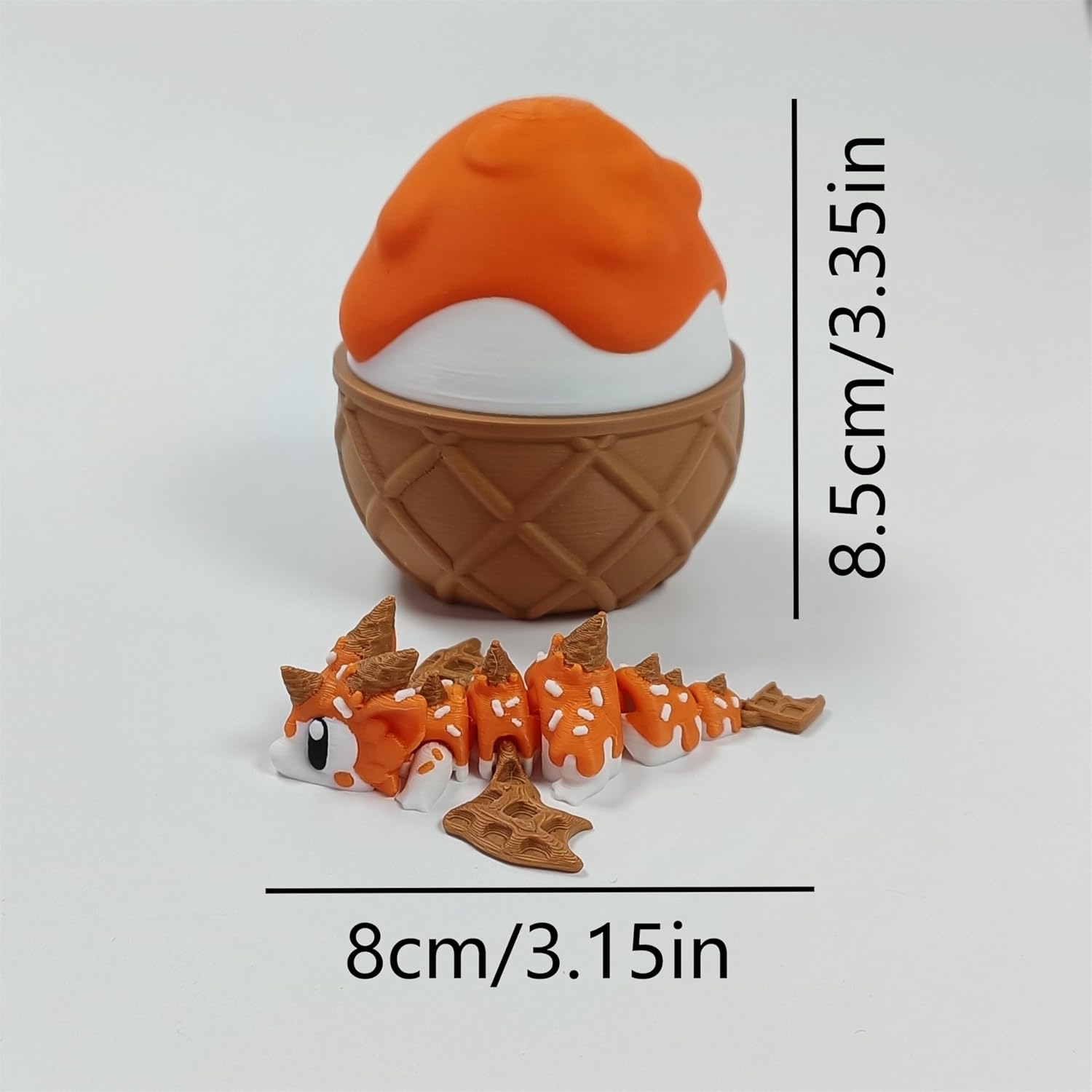 Enchanted 3D Egg with Miniature Inside - Handcrafted Printed Collectible | Fantasy Decor & Gift (Ice Cream Dragon & Egg (Box)) image 4