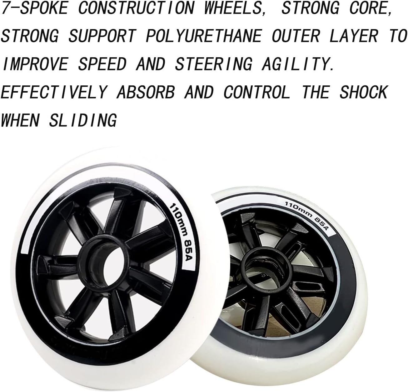 Inline Skate Wheels Outdoor/Indoor Inline Roller Skate Wheels 110MM 125MM Marathon Street Speed Inline Wheels Replacement Wheels 85A 6-Pack White