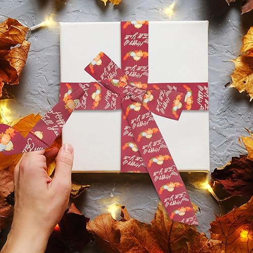 Miniatura 5 de ALIBBON 2 rollos de cintas de arpillera de otoño de 2.5 pulgadas, 5 yardas, cintas de arpillera de Acción de Gracias, color rojo vino, cintas