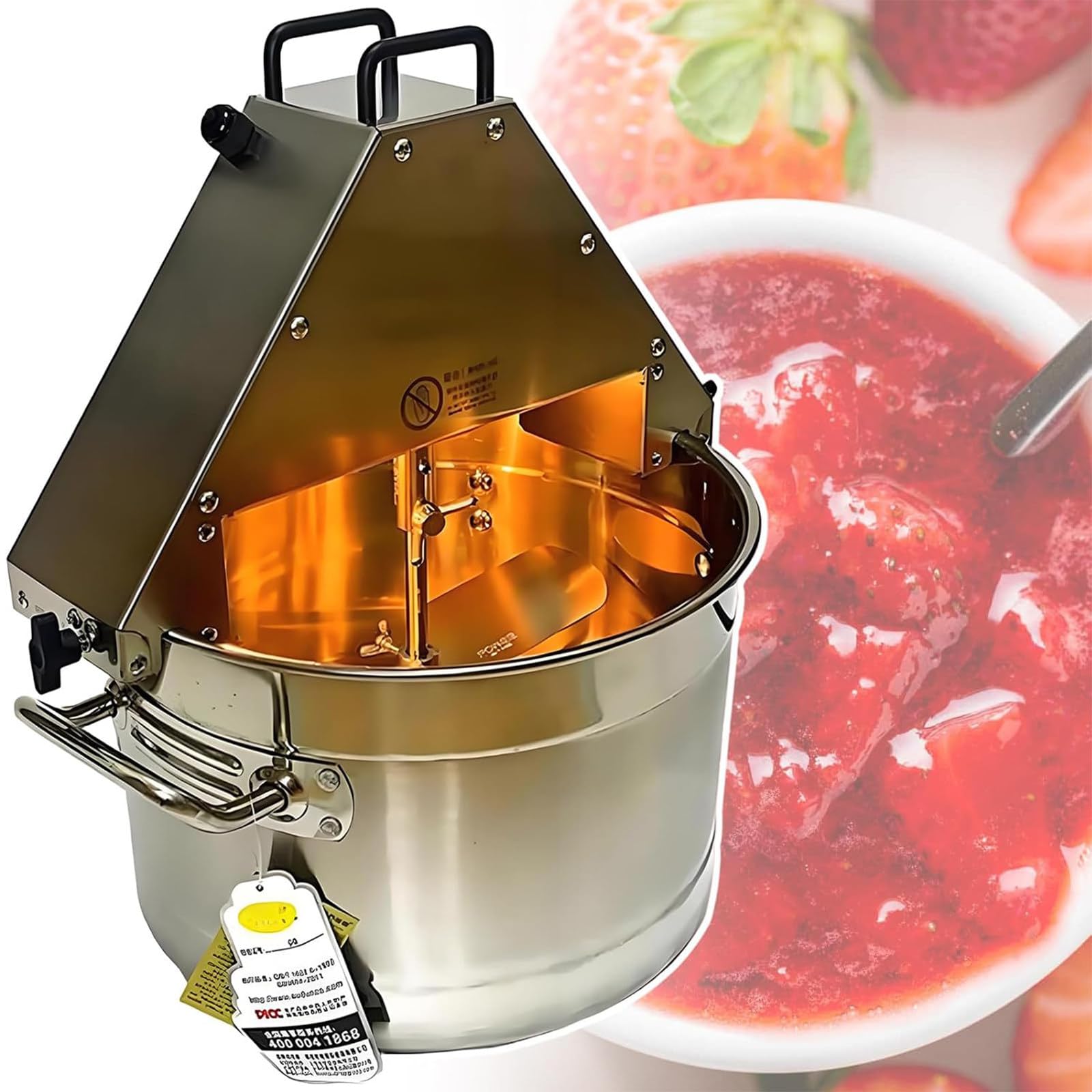 ZHIGUANYUN Commercial Electric Food Stirrer Pot, with Double Stirring Paddle &Auxiliary Fan&Light,for Making Jam/Sauce/Filling