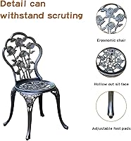 Vista 5 de JARDIN DE CENTENNIAL Juego de Bistró para Patio. Juego de Mesa de Bistró de Aluminio Fundido Resistente al Óxido con Orificio para Sombrilla