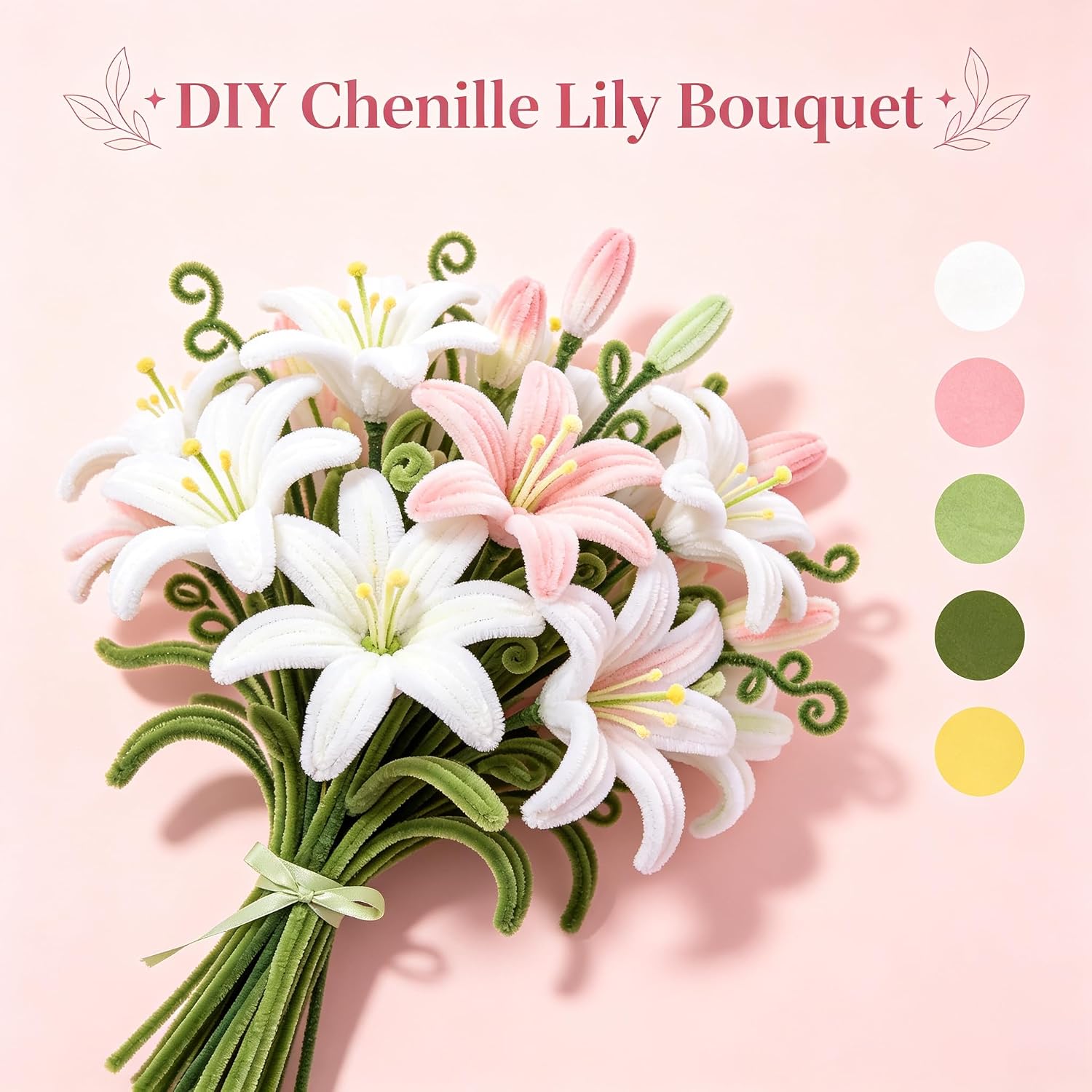 800 PCS Pipe Cleaners Flower Kit, 8 Colors Chenille Stems for DIY Crafts