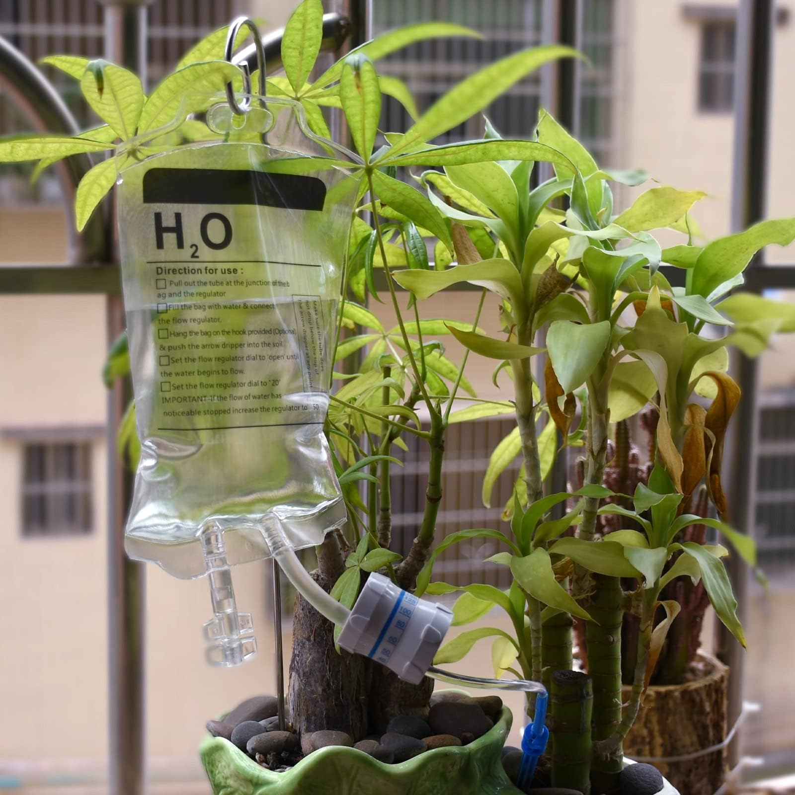 Lot De 4 Sacs D'Arrosage Automatique 350 Ml - Système Irrigation Plantes Vacances Réglable