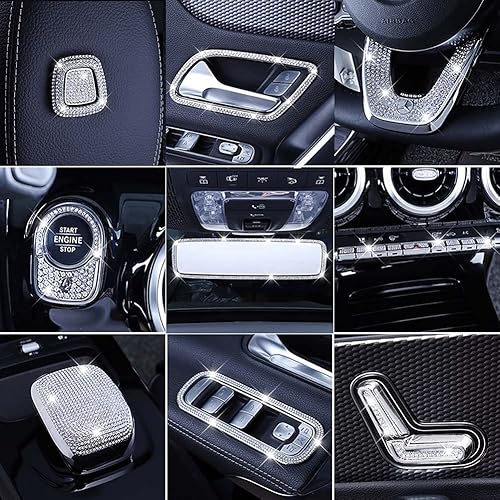Miniatura 5 de Pursuestar Bling Bling - Cubierta para interruptor de control de encendido con botón de cristal, accesorios para el interior del automóvil,