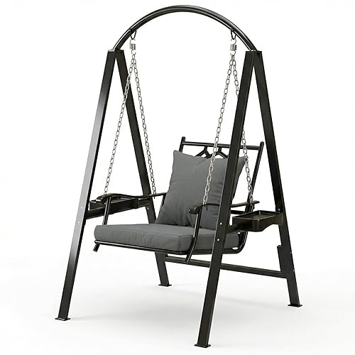 Pamapic Porch Swing with Stand, 350lbs Heavy-Duty Metal Frame Outdoor
