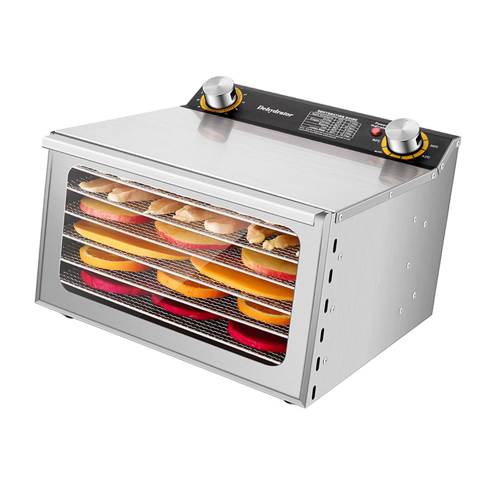 Disidratatore per Alimenti e Carne secca con timer 24 ore 8 Rastrelliere per l'essiccazione 450 W 30-90 ℃ Disidratatore per frutta e verdura Controllo della temperatura regolabile (Spina UE a 6