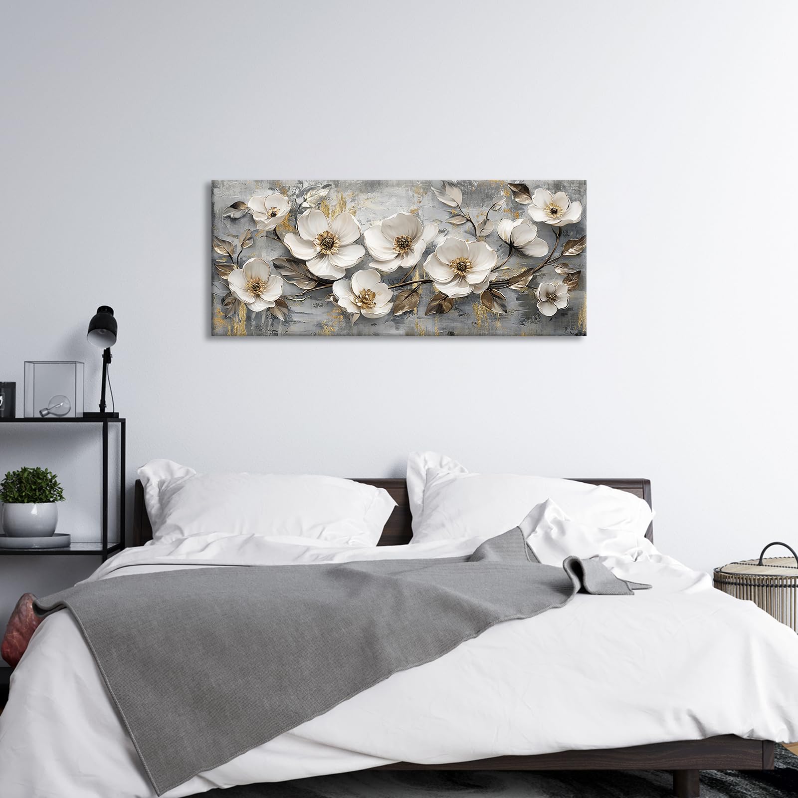InSimSea Tela artistica da parete quadrata con cornice, pittura classica floreale scenica, decorazione da parete, decorazione da scrivania, fiori rustici, stampe artistiche da parete per soggiorno