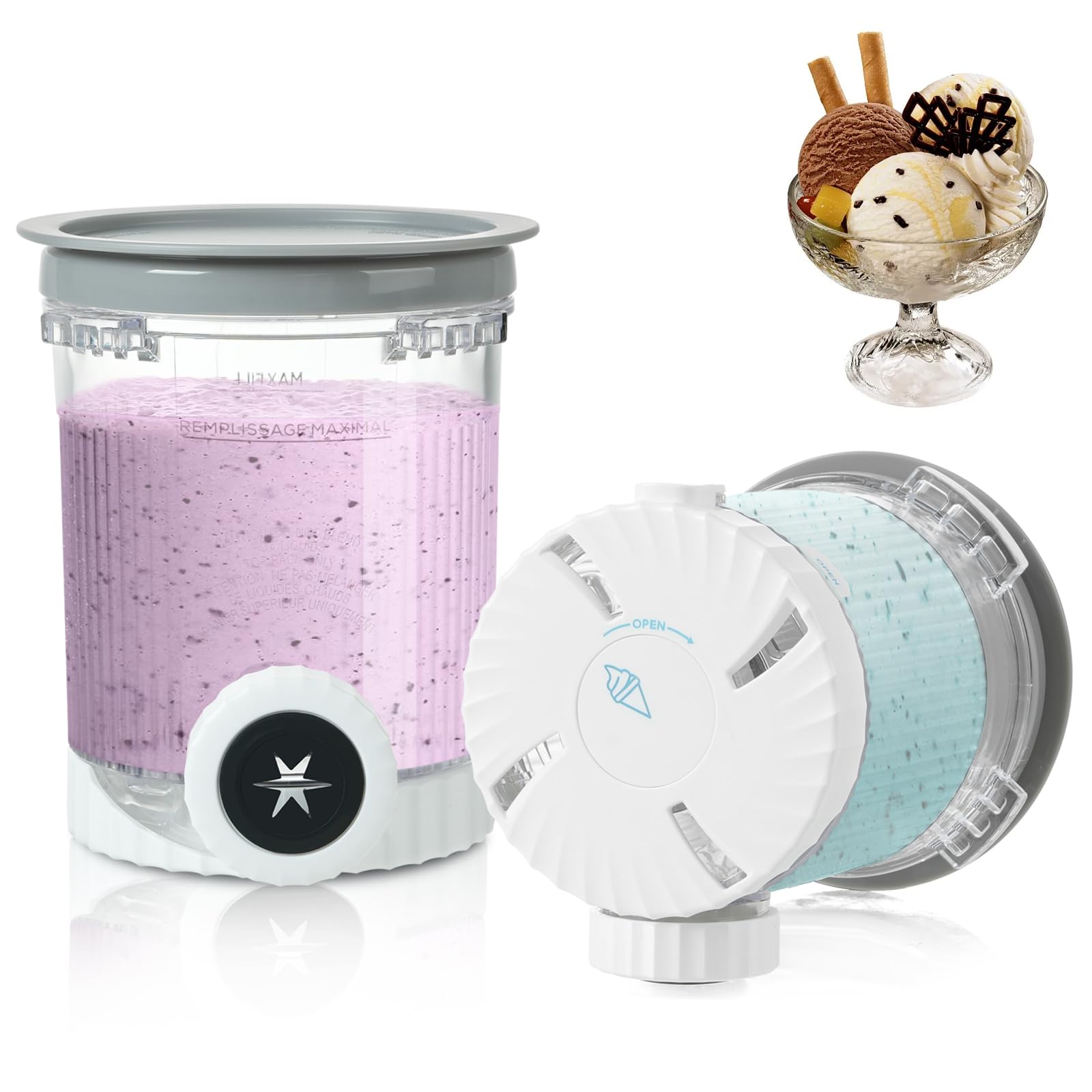 2 Pack Pint Containers Replacement for Ninja Swirl Ice Cream & Soft Serve Makers, Swirl Pints and Lids Compatible with NC700 NC701 Series, BPA-Free & Dishwasher Safe,Replacement XSK7PNTLD2