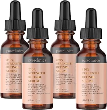 250% Strength Retinol Serum 2.5% with 5% HA and 2% Vitamin E   30ml / 1 fl oz 4 bottles