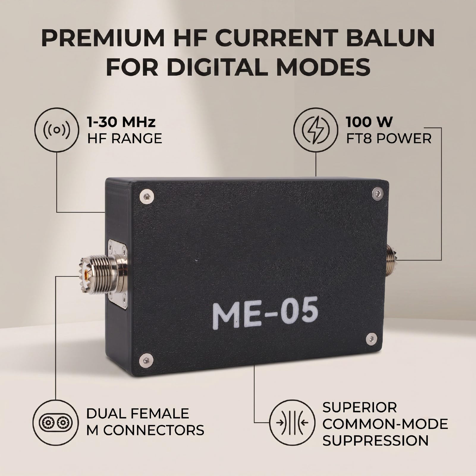 FT8 Common Mode Choke Balun, 130MHz 100W