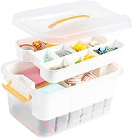 Vista 1 de ihomecooker Caja de almacenamiento de plástico de 13 cuartos de galón con bandeja extraíble, organizadores de manualidades y contenedor