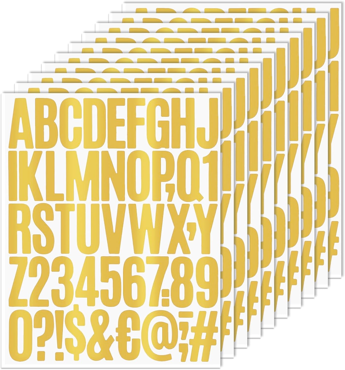 360Pcs 2 Inch Gold Letter Stickers, Self-Adhesive Waterproof Mailbox Numbers and Letter Vinyl Stickers for DIY Crafts, Mailbox, Address Number