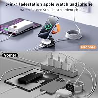 AC ISLAND 5 az 1-ben MagSafe Kompatibilis iPhone Töltőállomás - Összecsukható Utazási Töltő iPhone 16/15/14/13/12, AirPods 4, Apple Watch 10 4