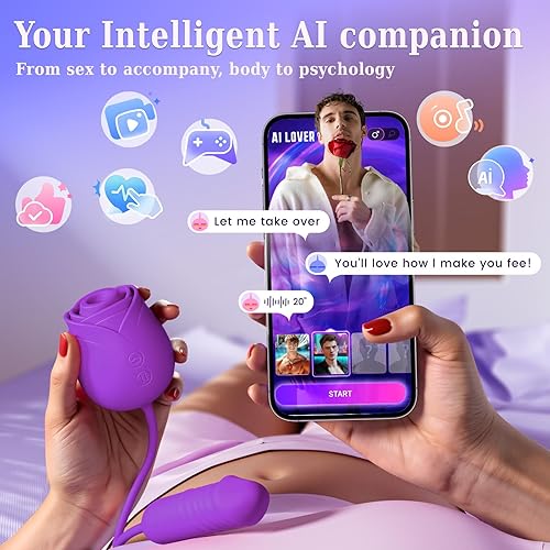 Miniatura 17 de Consolador vibrador juguetes sexuales para mujeres, juguete sexual MOOLIGIRL Rose con vibradores de punto G de empuje y 10 modos de succión