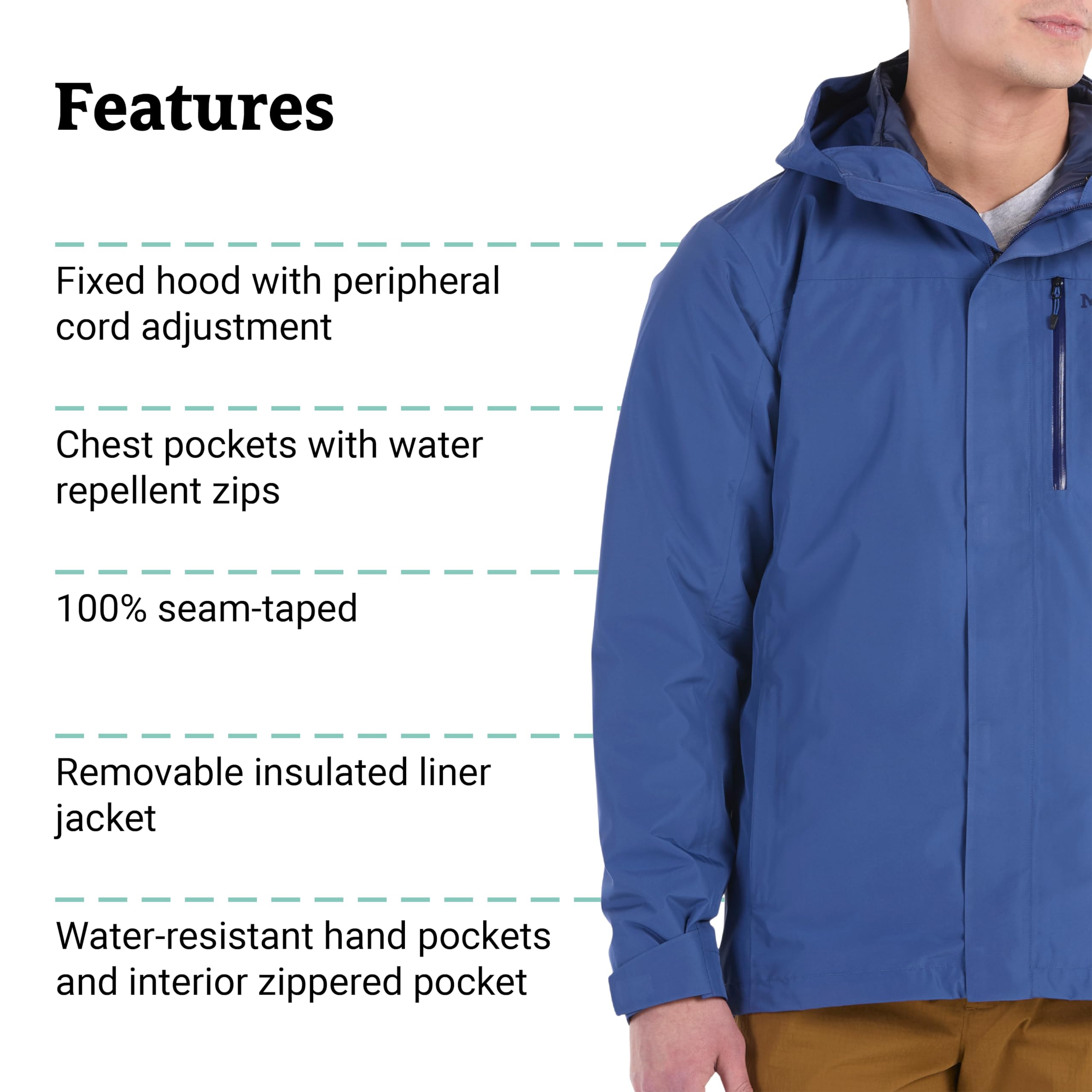 MARMOT Herren Ramble Component Jacket Wasserdichte Jacke, warme 3 in 1 Regenjacke mit Kapuze, winddichter Regenmantel, atmungsaktiver Windbreaker, ideal zum Wandern (1er Pack)