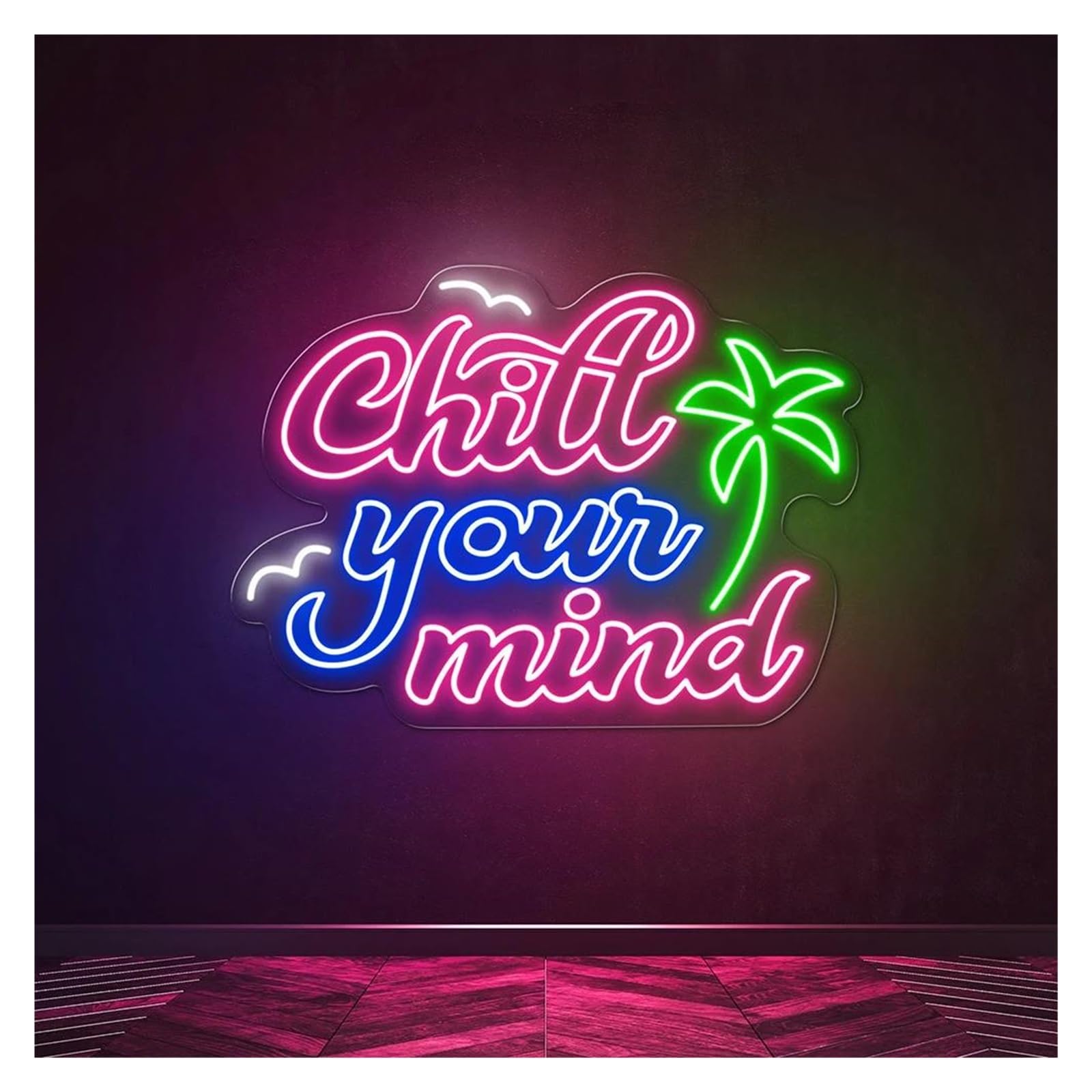 XENITE Luces Art Decoration Christmas Letrero De Neón Chill Your Mind Para Bar De Playa, Resort, Sótano, Pub 66X48cm(Re)