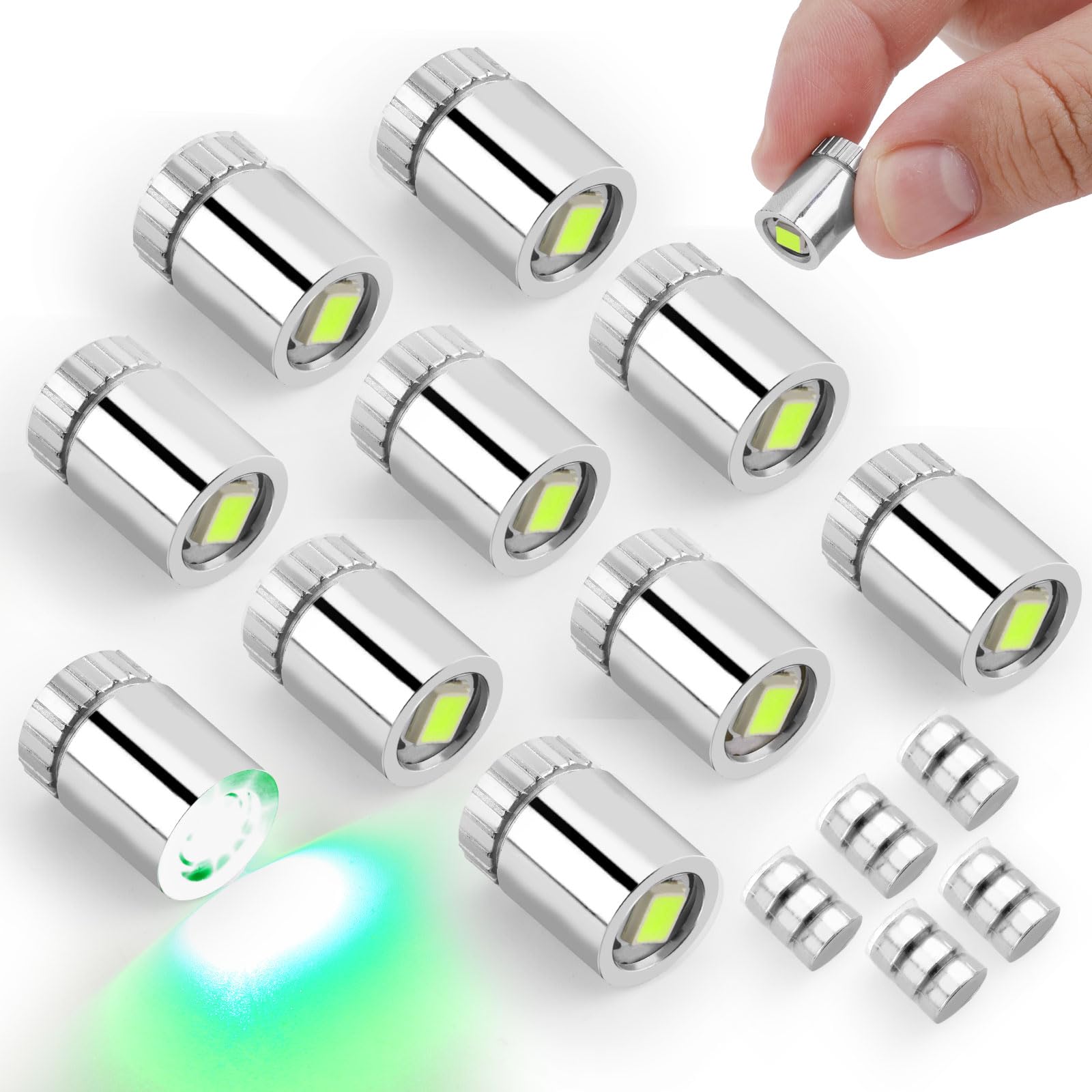 10szt Miniaturowe Lampki LED, Mini Mały Światło z Dołączoną Baterią Micro Reflektor Świateł do Dekoracji Przyjęcia DIY Paper Lantern Akcesoria do Domku dla Lalek (Zielony)