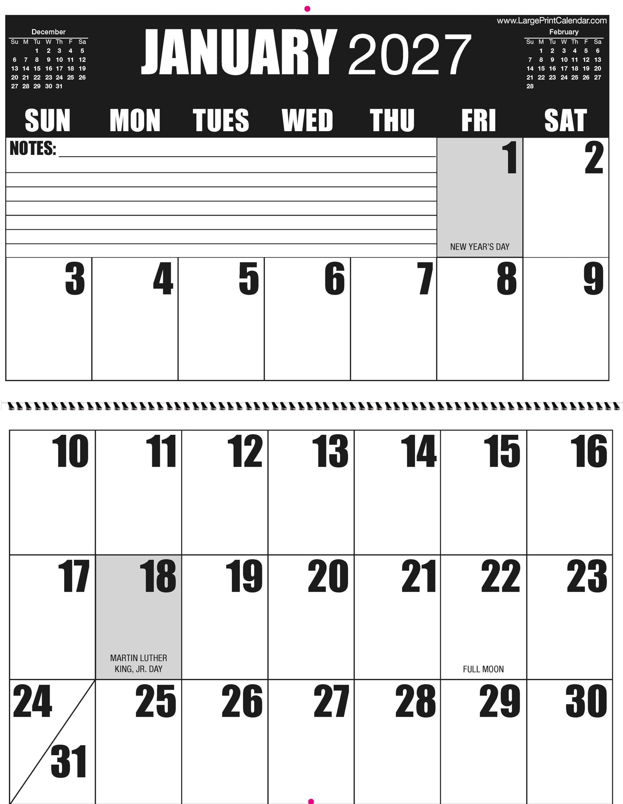Calendario de 19 meses, junio de 2025 a diciembre de 2026 | Calendario de pared de alto contraste con impresión grande