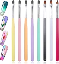 Nail Art Brushes Set, 8 Pcs Builder Gel Brush for Nail, Flat UV Gelnail Brush, Extension Gel Brushes for Nails, Professional Nails Art Tools Replacement for Home and Salon Use（8 Color, 2 Size)