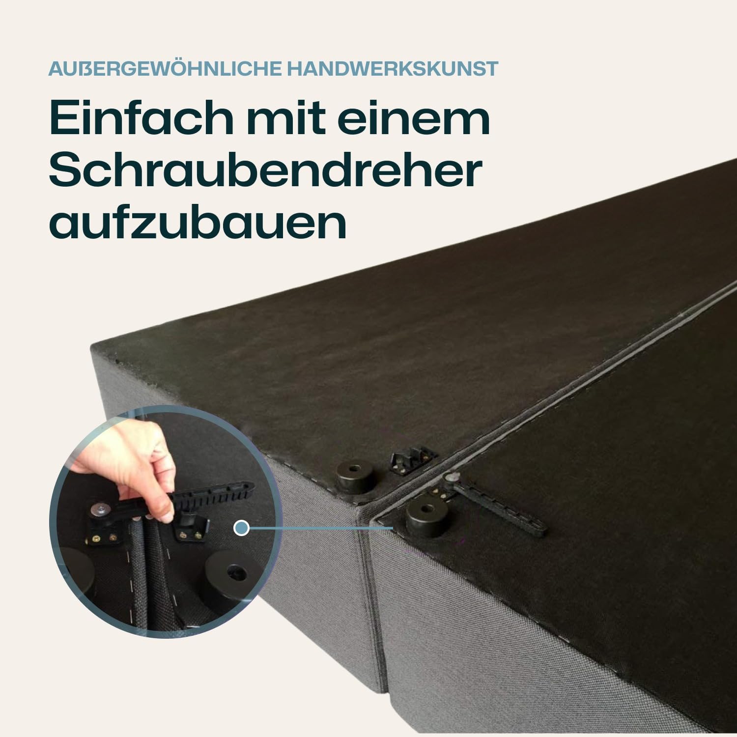 3F Boxspringbett Bea 160x200 cm Schwarz Härtegrad H2 | 7-Zonen Taschenfederkern Matratze + Visco Topper