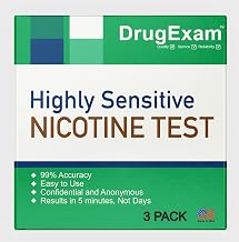 3 Pack - DrugExam Made in USA, Nicotine Tobacco Cotinine Urine Test Strip Kit - Urine Dip Strip Testing Cotinine from Smoking and Vaping Detection up to 10 Days. Accurate Results in 5 Minutes
