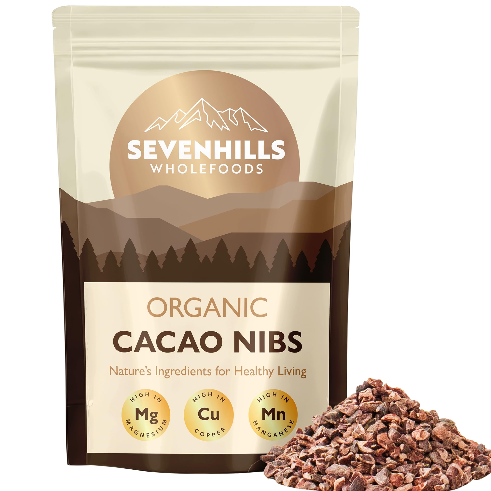 Sevenhills Wholefoods Organic Cacao Nibs, Raw, Peruvian 1.8kg | High in Manganese and Magnesium | UK Lab tested | Pure & Natural