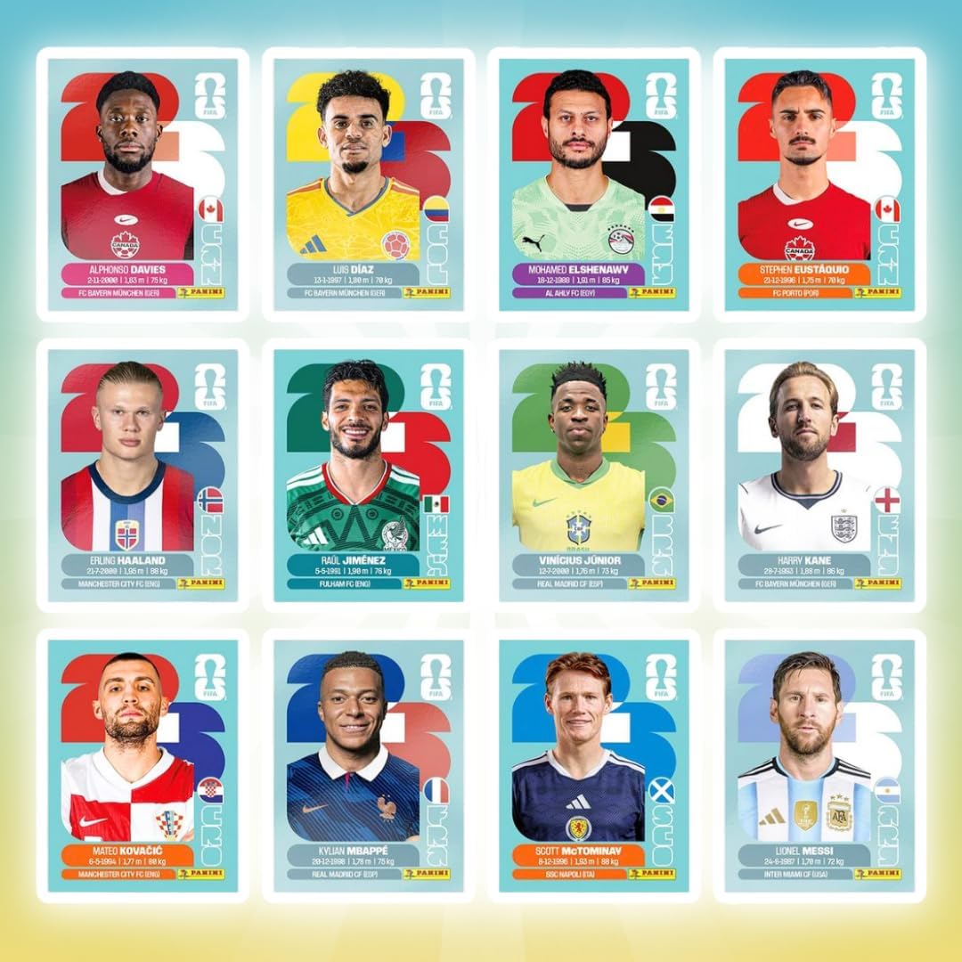 25x Panini World Cup 2026 Sticker Bundle – 25 Tüten mit 70 Sammelstickern für Fußballfans & Sammler + Heartglobal Versandschutz