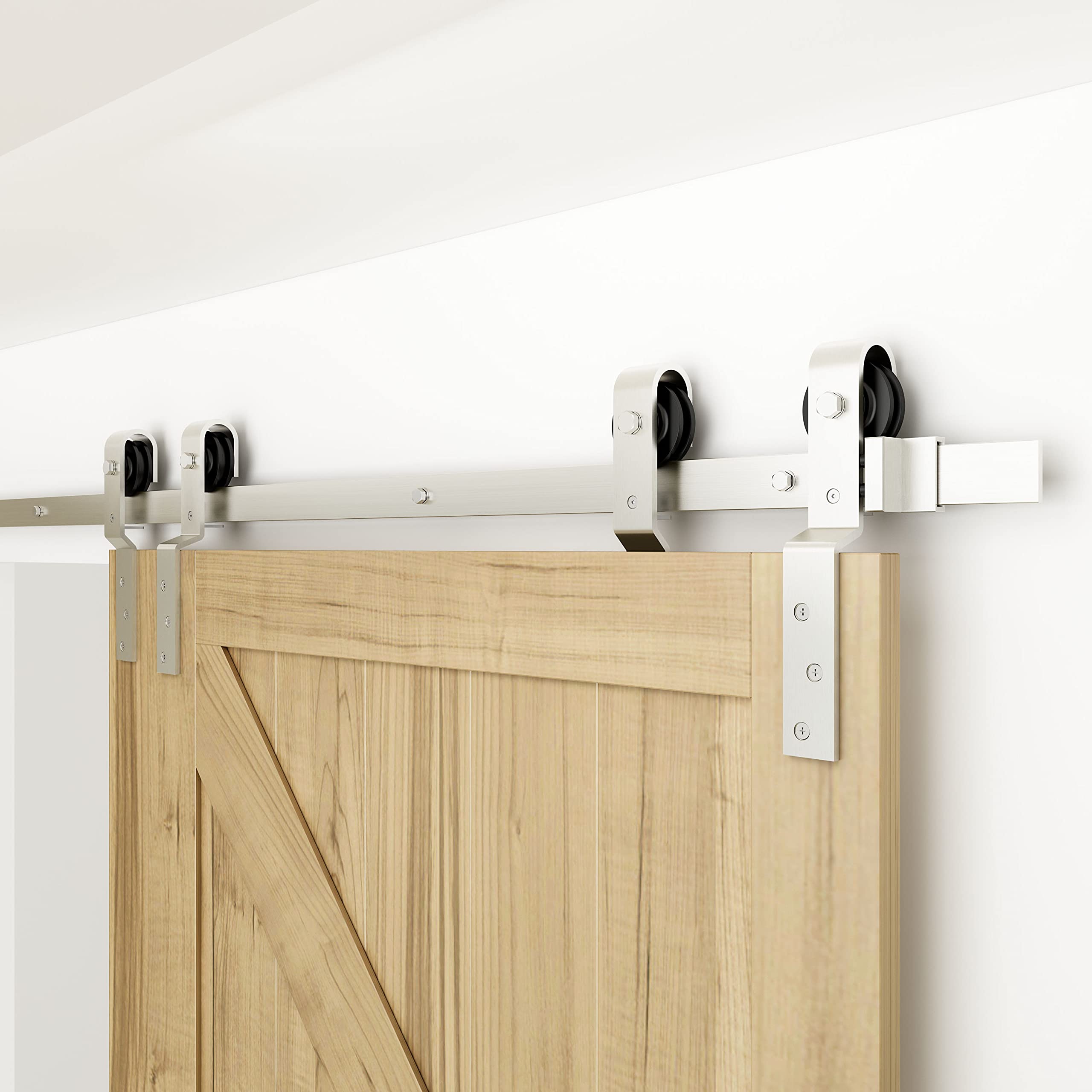 BARNSMITH 6.6FTDouble Bypass Sliding Barn Door Hardware Kit Heavy Duty