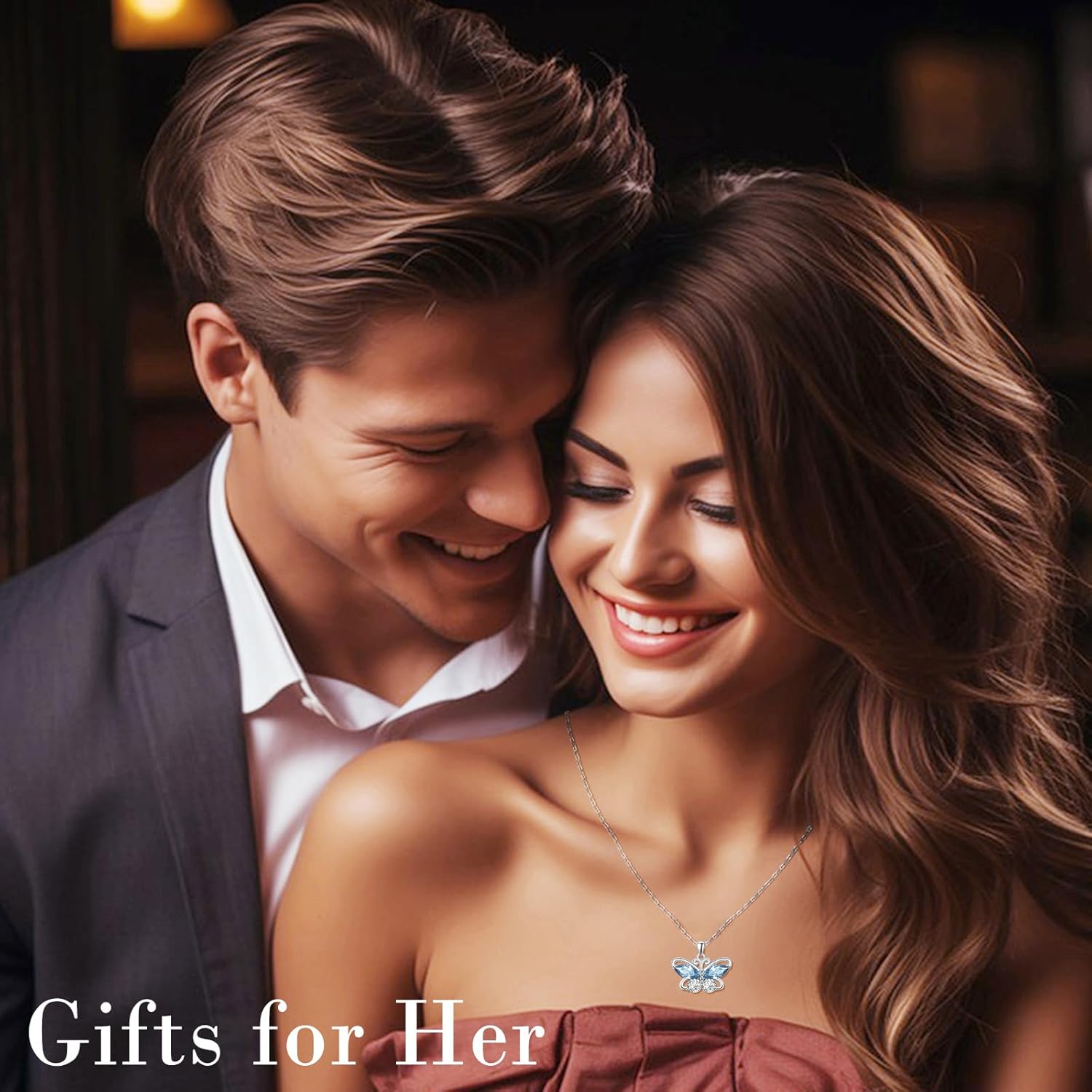 Dreamboat Butterfly Birthstone Pendant Necklace for Women 925 Sterling Silver Cubic Zirconia Jewelry Anniversary Birthday Gifts for Mom Wife Daughter Her - Image 8