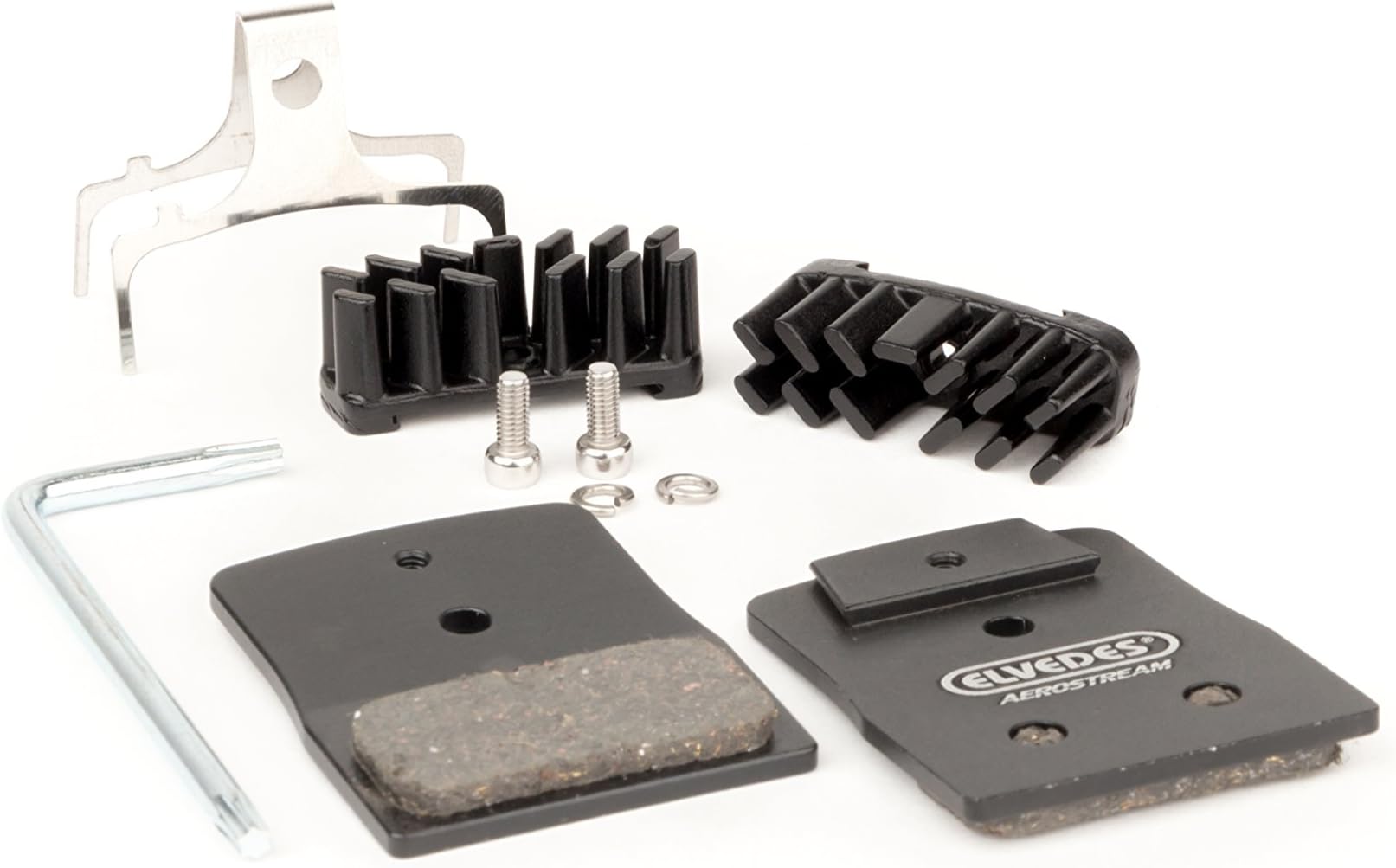 Elvedes 1 Set Metallic Carbon AeroStream Disc Brake Pads with Cooling Fins Black For Shimano BR-M666, M785, M985, M988, R785, rs785 Brake Pads E-Bike/MTB/Cycle/Road Adult Unisex, Black