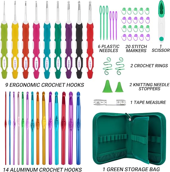 Hobekoee 23 Sizes Crochet Hooks Set with Case