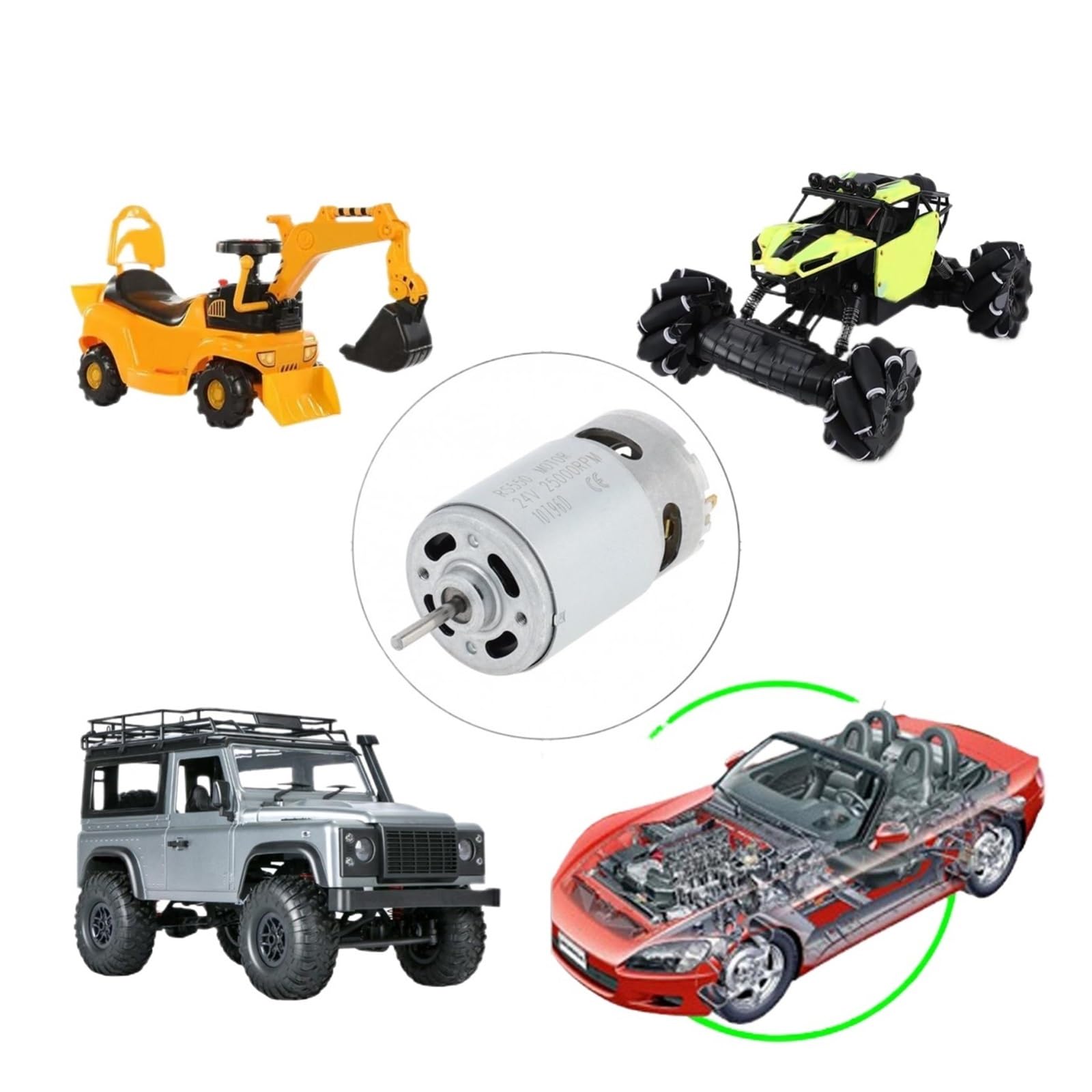 Motore CC RS550 24 V 25000 Giri/min Motore Elettrico Ad Alta Velocità For Bambini Auto Da Corsa Aggiornamento 18 V 20 V 24 V RS 550