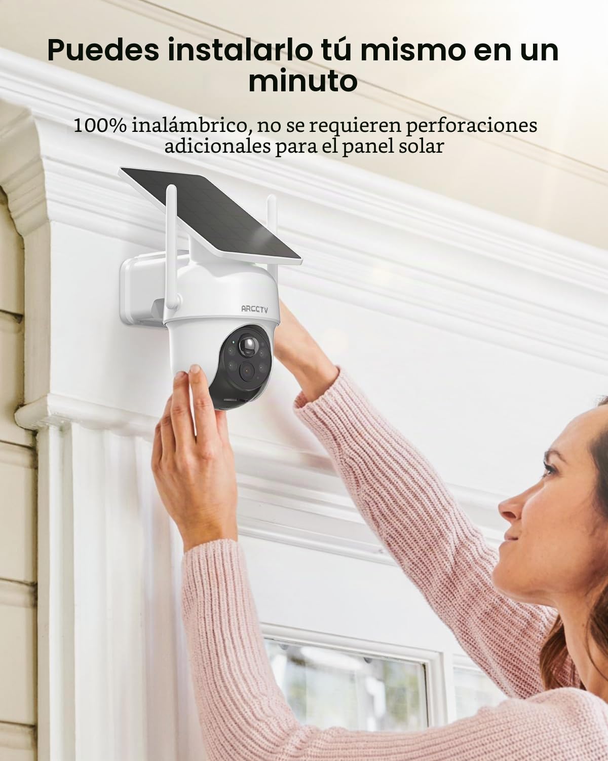 ARCCTV Cámara Vigilancia Exterior, Camara 360 Grados, 4 Unidades | Sin Suscripción, 360° PTZ, 4 Pantallas en 1, Detección de Personas, Visión Nocturna a Todo Color, con Tarjeta SD Incluida