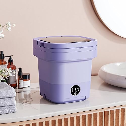 Miniatura 3 de WNDT Mini lavadora portátil con capacidad de 11 litros y luz azul, ideal para ropa interior, calcetines, ropa de bebé, diseño plegable para ahorrar