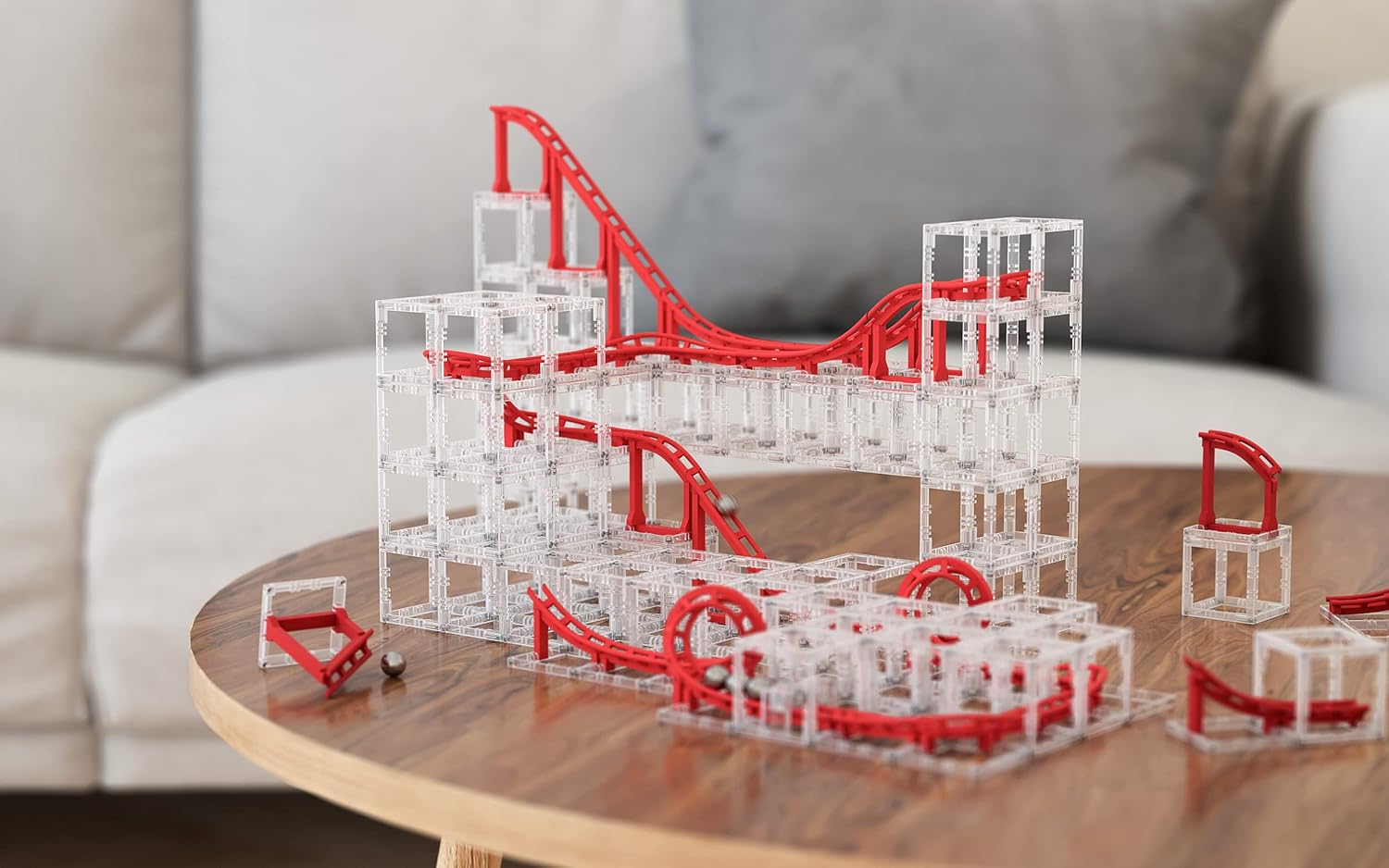 DesignNest MagnetCubes Coaster Cubes, Marble Run - 168Pcs, Roller Coaster Building Set, STEM Toys, Ages 8 Years & Up, Advanced Pack