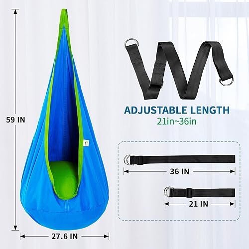 Miniatura 7 de Hamaca tipo cápsula OUTREE 100 de algodón para niños Para uso interior y exterior Azul