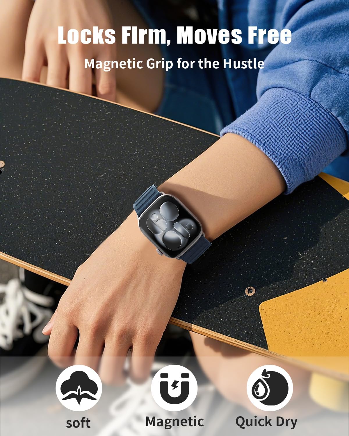 Magnetic Sport Bands Patented Compatible with Apple Watch Band 49mm 46mm 45mm 40mm 44mm 38mm 41mm 42mm for Men Women, Nylon Strap Replacement for iWatch Ultra/3/2/1 Series 11 10 9 8 7 6 5 4 3 2 1 SE