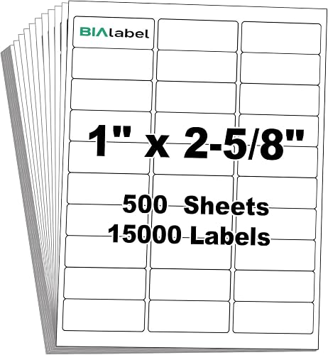 1 x 2-5/8 Inch Address Labels, 500 Sheets, 15,000 Labels