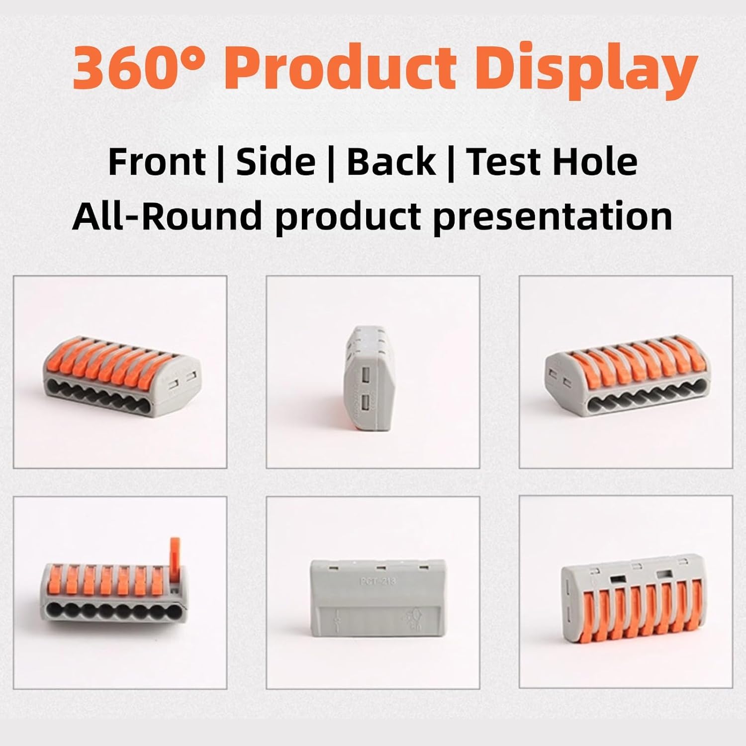 50 Pcs Wire Connectors Lever-Nut Assortment, PCT-218 Quick Wiring Connector Spring Lever Terminal Block, 1 in 7 Out Way Terminal Block (Orange)