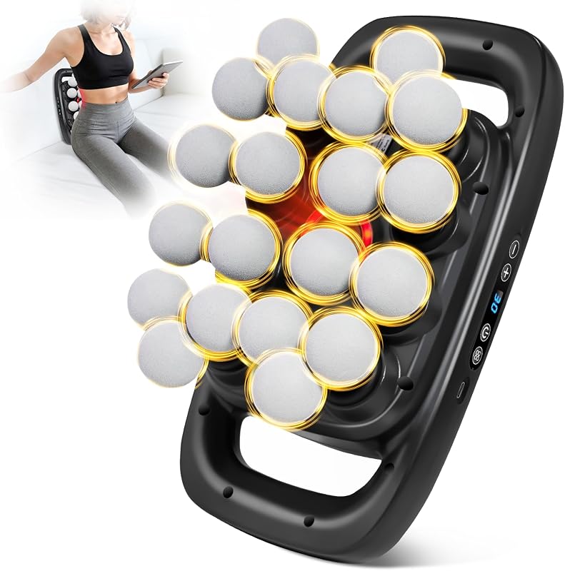 Pistola de masaje de percusión de tejido profundo de 20 cabezales, masajeador portátil de mano | 3 modos y 30 velocidades, herramienta de relajación muscular de cuerpo completo con carga rápida tipo C, diseño silencioso para gimnasio en casa y oficina