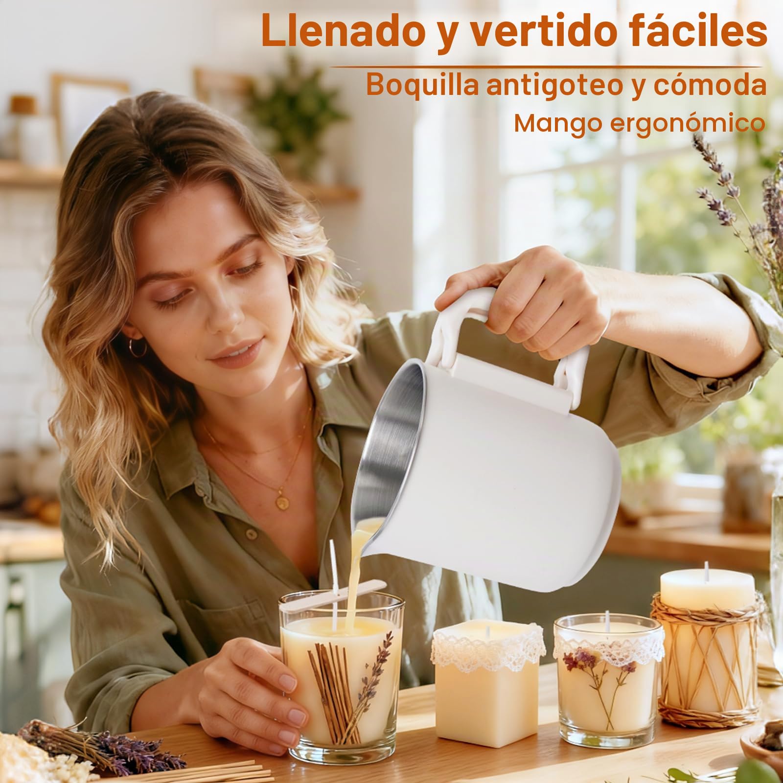 Corpower Derretidor de Cera Eléctrica para Hacer Velas, Olla de Fusión de Cera de 800 ml, Kit de Fabricación de Velas para Adultos, Kit de Mecha, Adhesivos para Mecha, Centrador y Cuchara, Termómetro