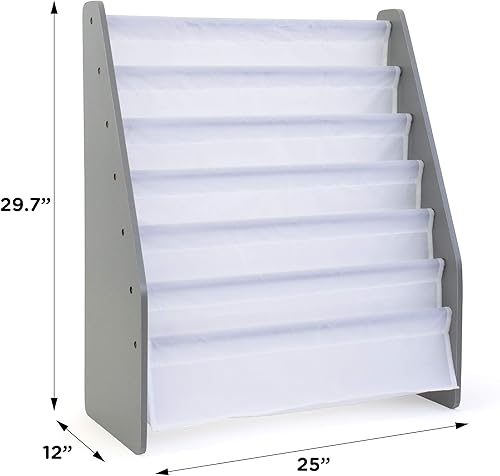 Miniatura 36 de Humble Crew Estantería para niños de 6 niveles, estantería extragrande con bolsillos de almacenamiento de tela, pantalla frontal para libros blanco